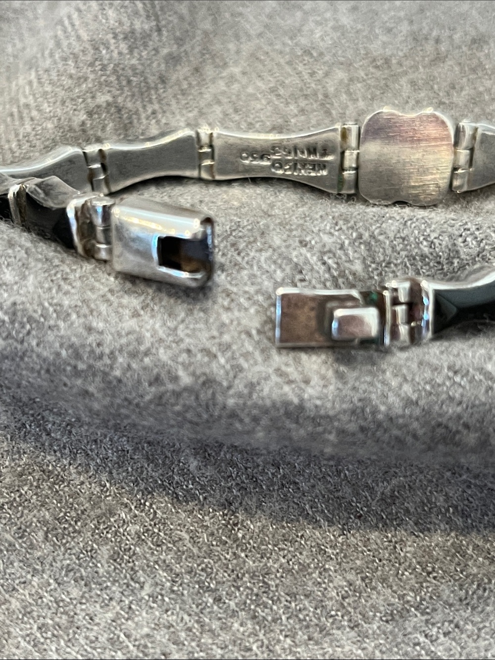 Sterling TAXCO Black Onyx 950 Bracelet - Picture 7 of 12